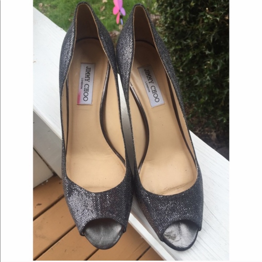 Jimmy Choo Metallic Isabel Peep Toe Heel 40.5